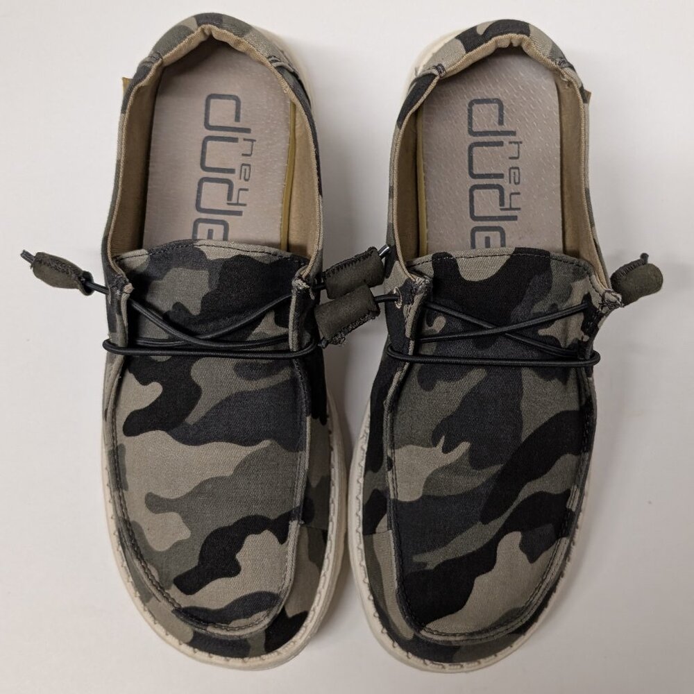 Hey Dude Wendy Camo Slip-On Shoes in Green and Black - Picture 3 of 16